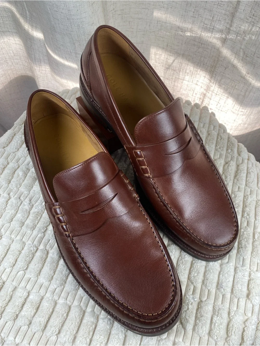 Cole Haan Pinch Prep Penny Loafers Scotch Brown 11.5M Leather NWOT